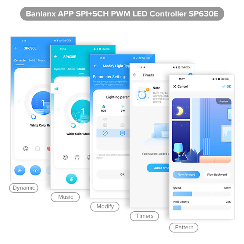 DC5-24V SP630E 12-in-1 Multi-Function Bluetooth APP Control LED Controller For All LED Strip Lights DC5-24V SP630E 12-in-1 Multi-Function Bluetooth APP Control LED Controller For All LED Strip Lights